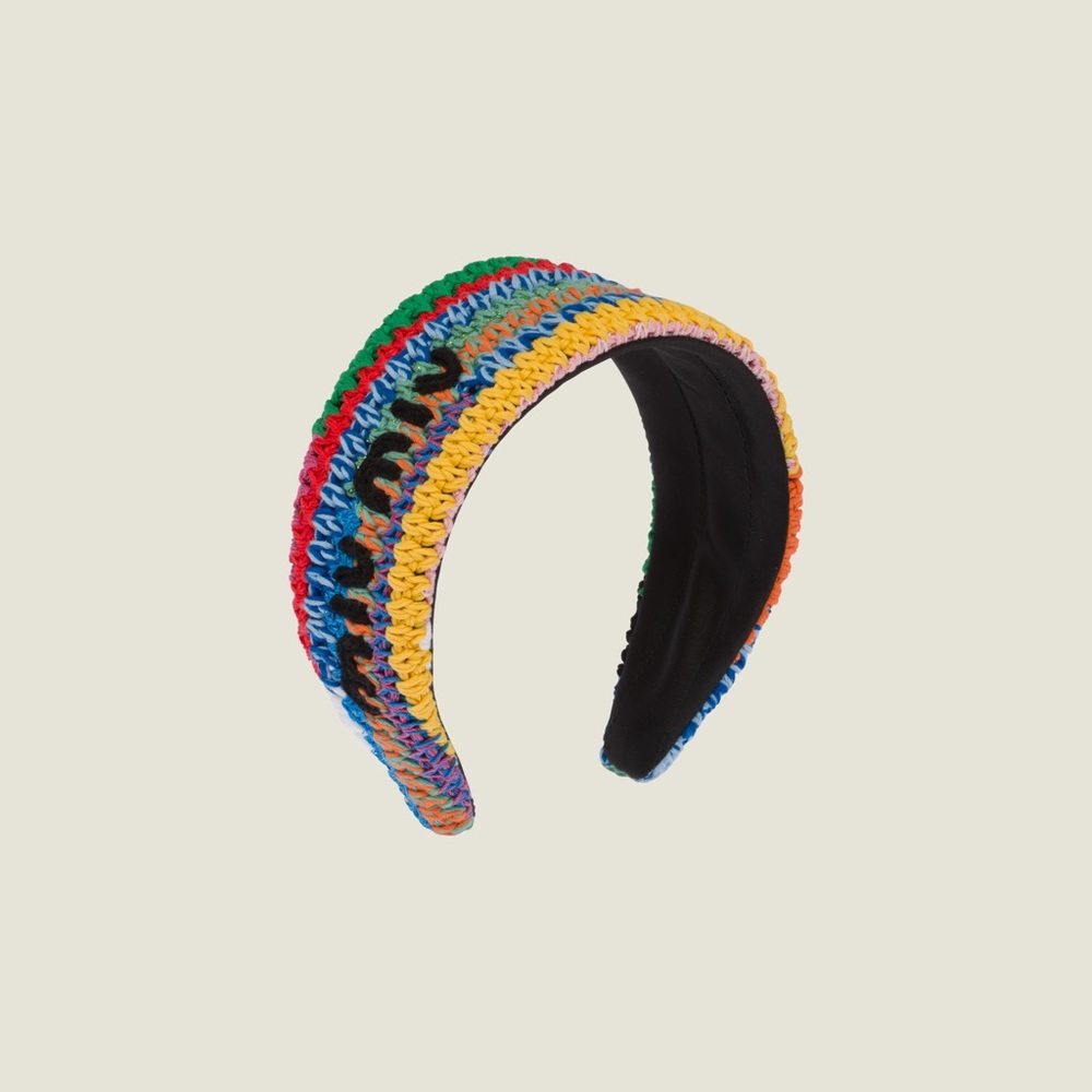MIU MIU Logo-knit crocheted headband